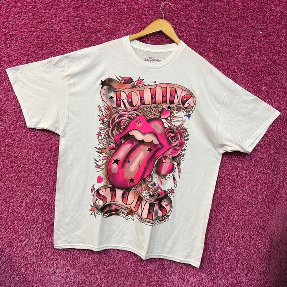 The Rolling Stones Pink Hot Lips Rock Band T-shirt 2XL - Picture 3 of 4
